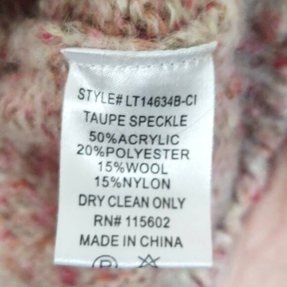 Lush taupe speckled pink balloon sleeve sweater wool blend - Picture 5 of 5